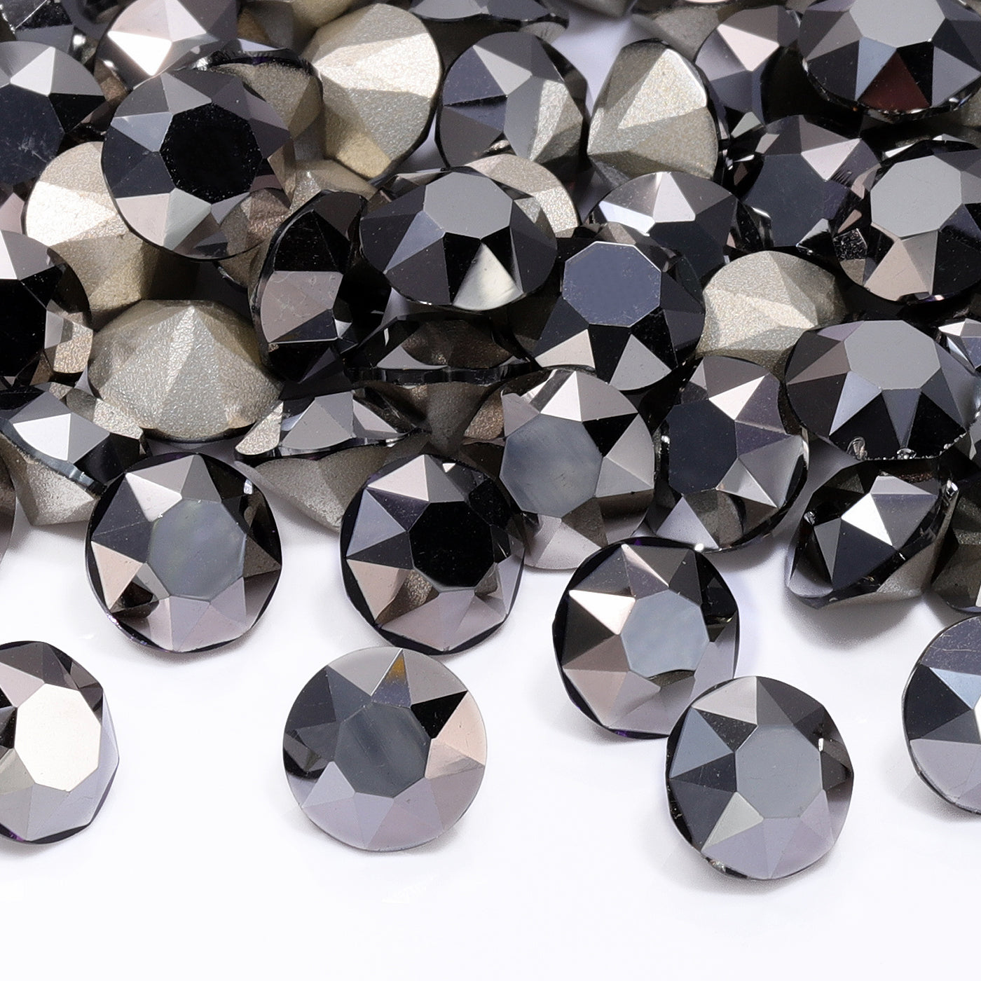 Jet Metallic Silver Xirius Chaton form Høykvalitet glass spiss tilbake fancy rhinestones Secondary image