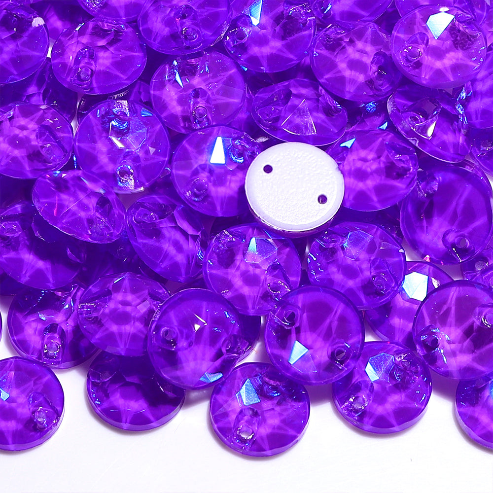 Electric Neon Violet XIRIUS Round Shape High Quality Glass Sew-on Rhinestones