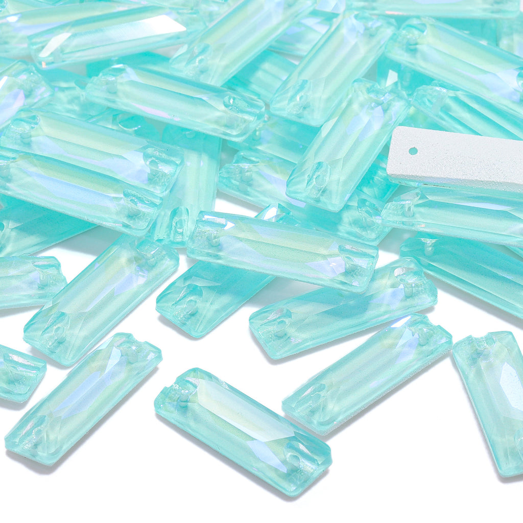 Electric Neon Light Azore Cosmic Baguette Shape High Quality Glass Sew-on Rhinestones WholesaleRhinestone