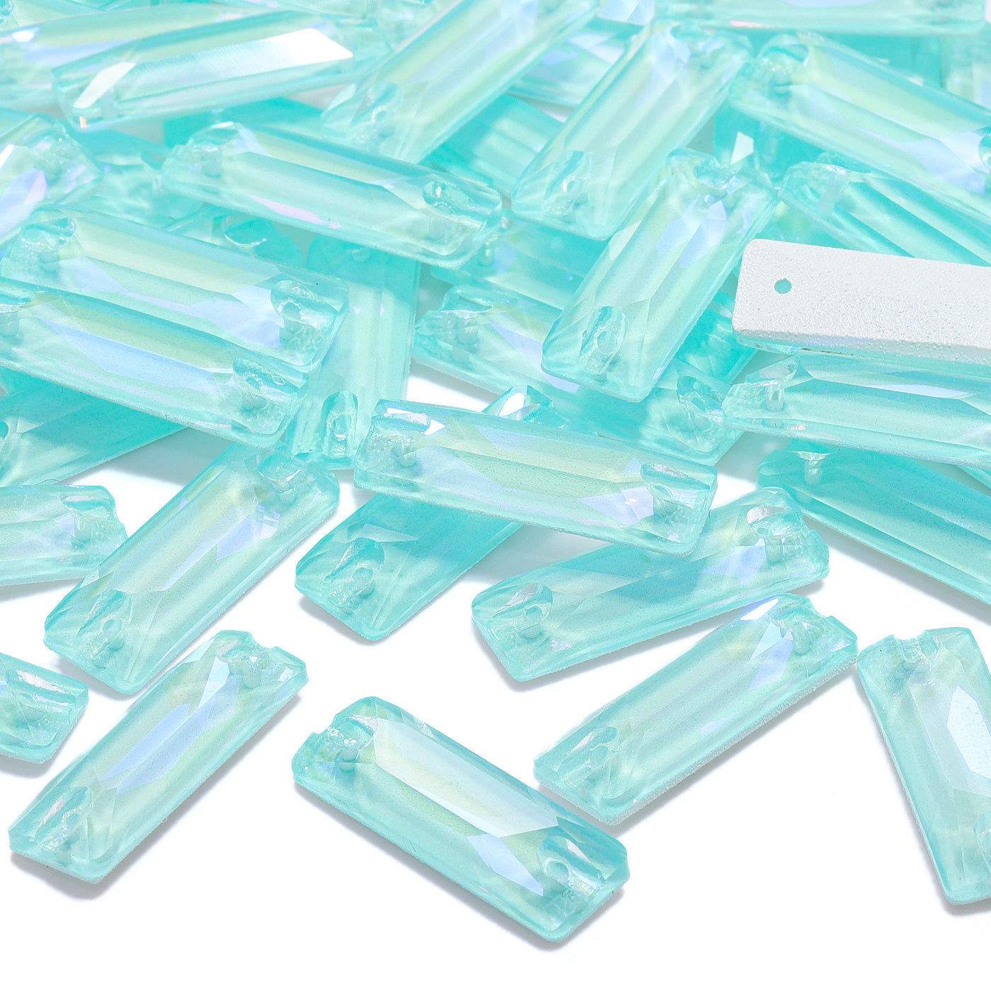 Electric Neon Light Azore Cosmic Baguette Shape High Quality Glass Sew-on Rhinestones WholesaleRhinestone
