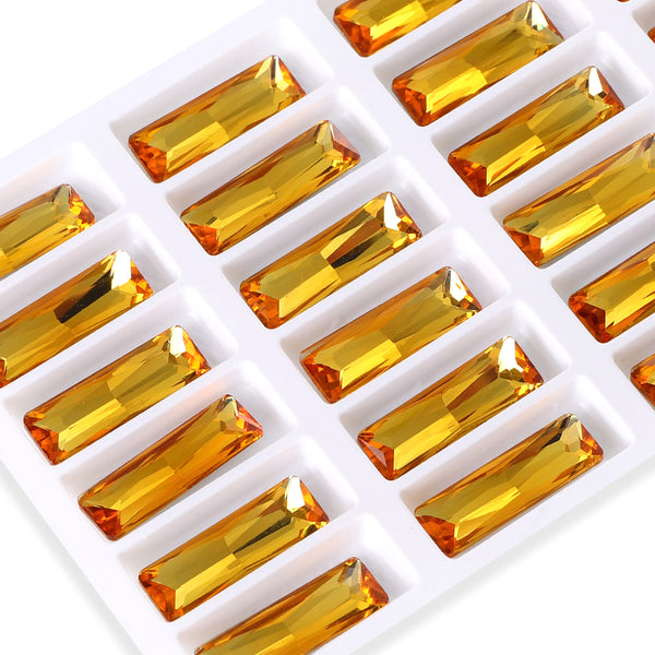 Light Topaz Princess Baguette Shape High Quality Glass Pointed Back Fancy Rhinestones WholesaleRhinestone