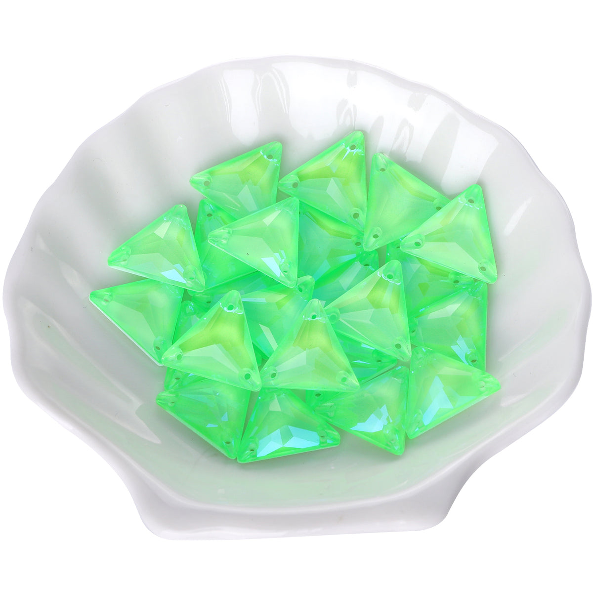 Electric Neon Peridot Triangle Shape High Quality Glass Sew-on Rhinestones WholesaleRhinestone
