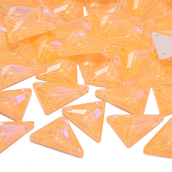 Electric Neon Sunflower Slim Triangle Shape High Quality Glass Sew-on Rhinestones WholesaleRhinestone