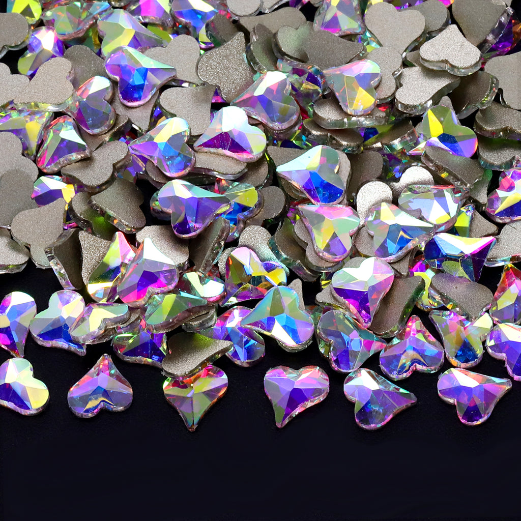 Heart Shape Crystal AB Glass Flat Back Fancy Rhinestones