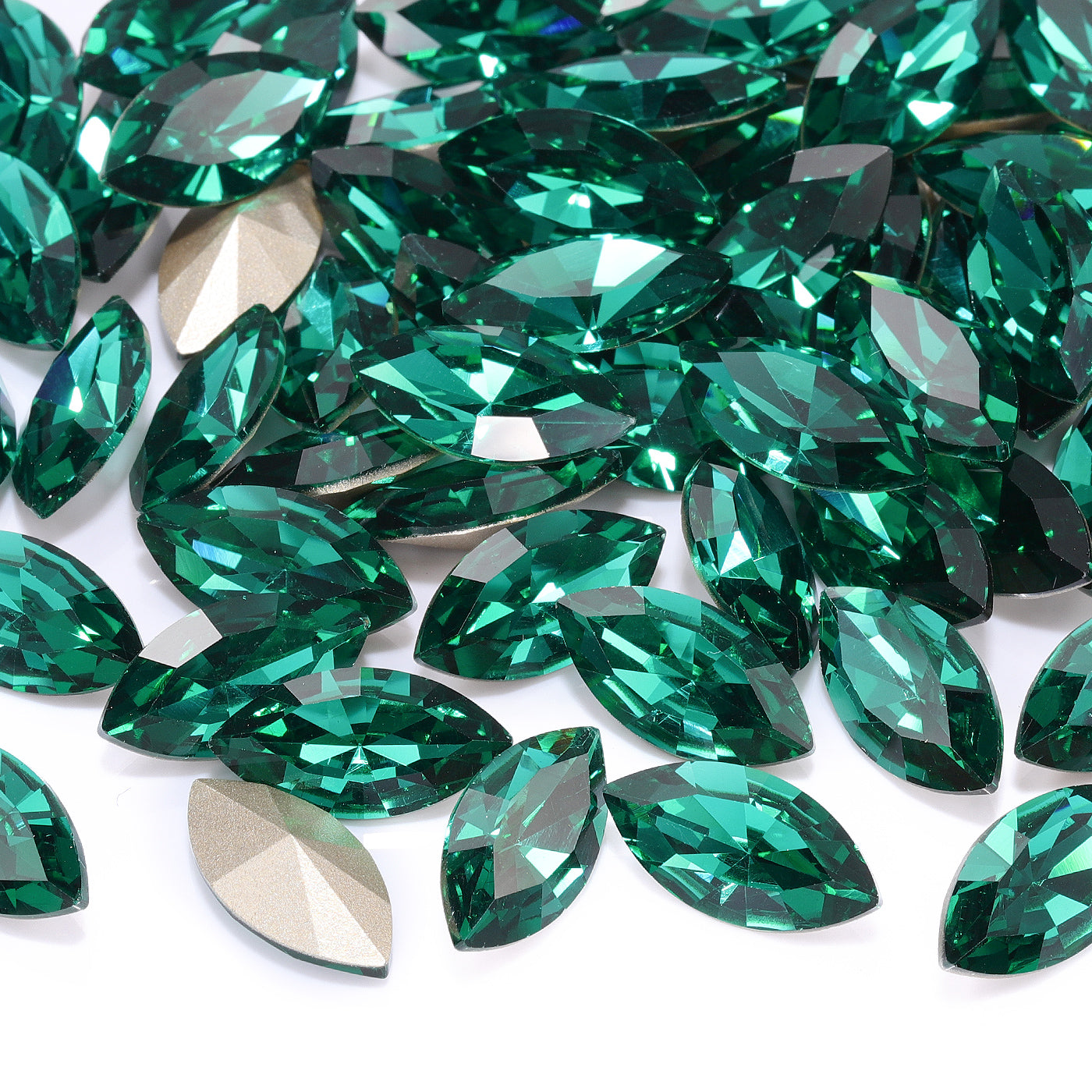 Emerald Navette Shape High Quality Glass Pointed Back Fancy Rhinestones