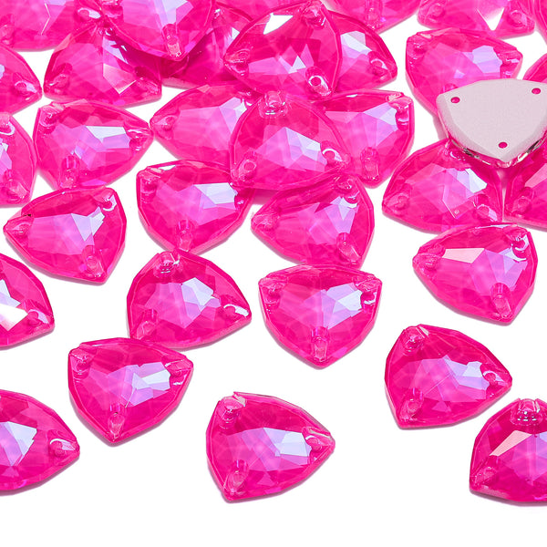 Electric Neon Fuchsia Trilliant Shape High Quality Glass Sew-on Rhinestones WholesaleRhinestone