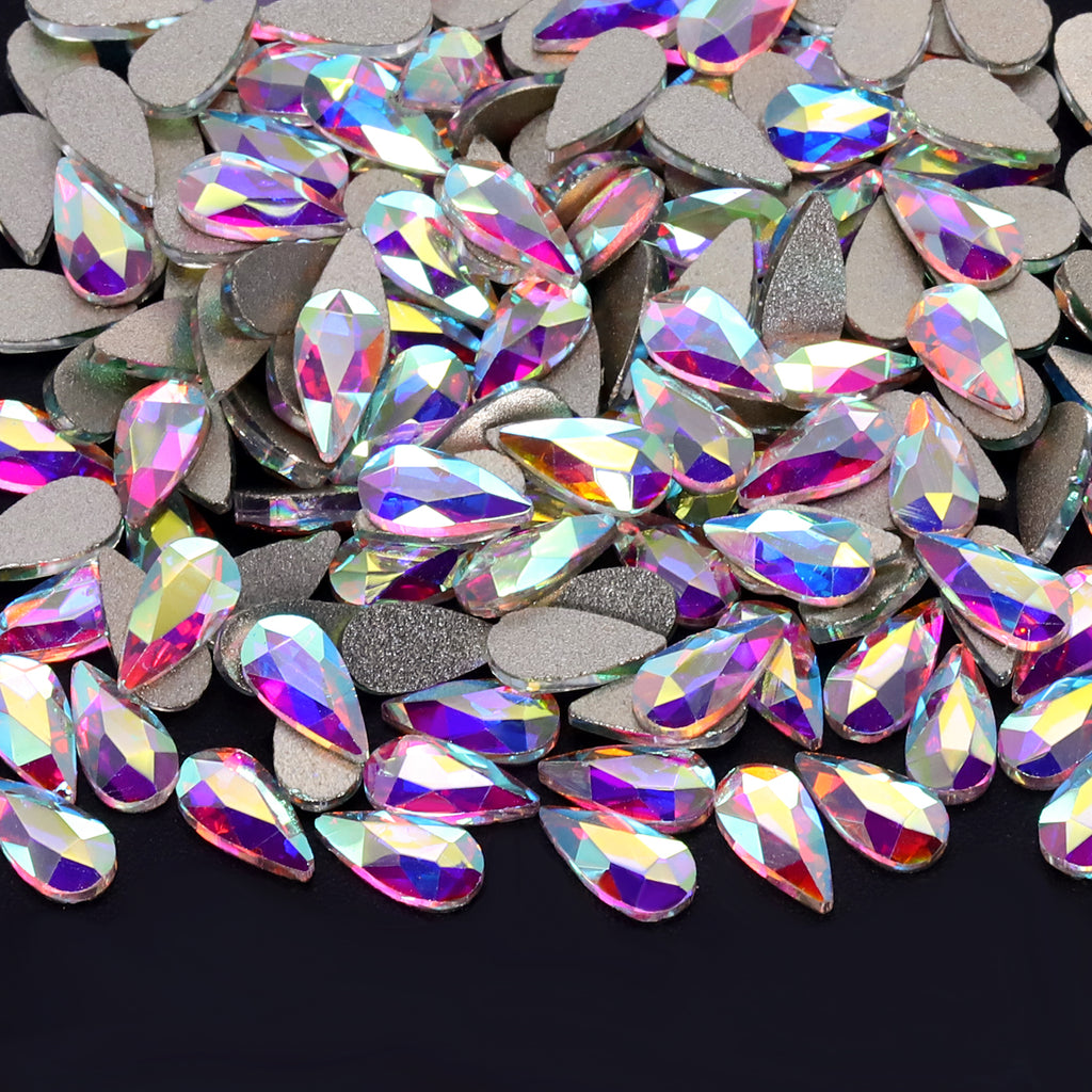 Raindrop Shape Crystal AB Flat Back Fancy Rhinestones