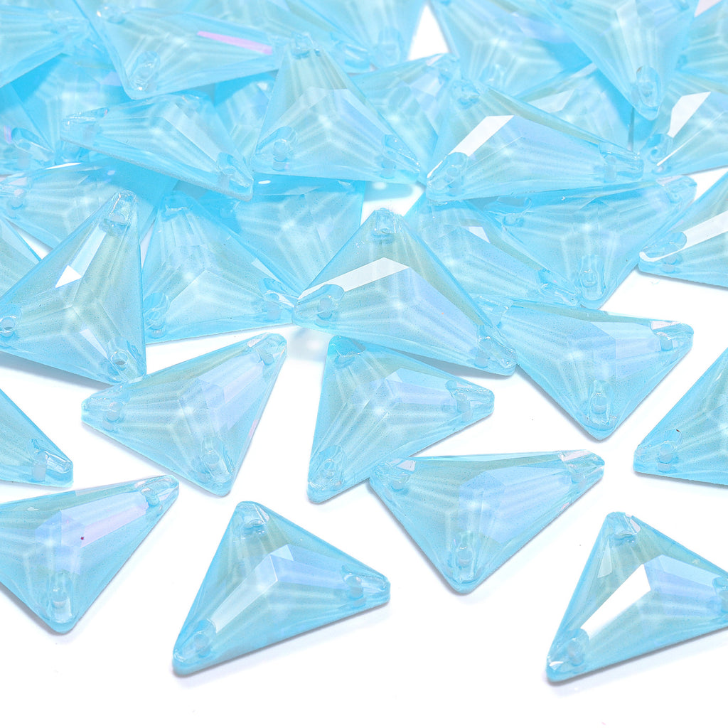 Electric Neon Aquamarine Slim Triangle Shape High Quality Glass Sew-on Rhinestones WholesaleRhinestone