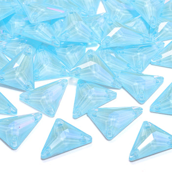 Electric Neon Aquamarine Slim Triangle Shape High Quality Glass Sew-on Rhinestones WholesaleRhinestone