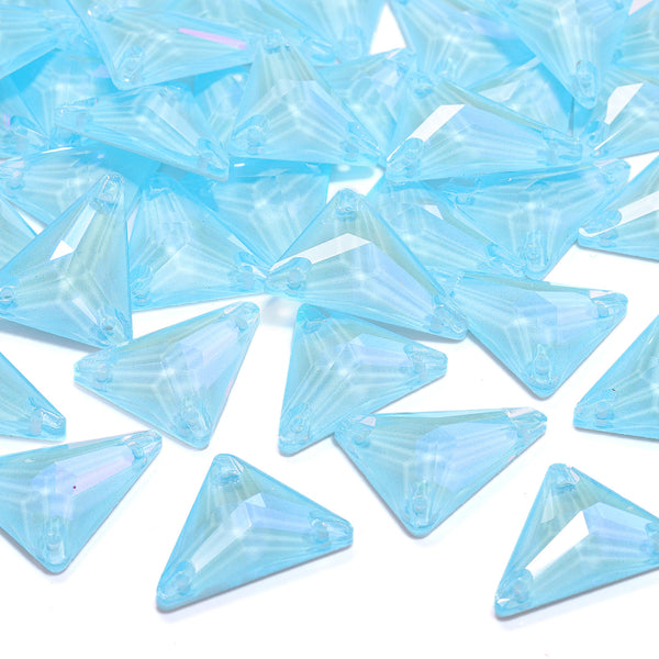 Electric Neon Aquamarine Slim Triangle Shape High Quality Glass Sew-on Rhinestones WholesaleRhinestone