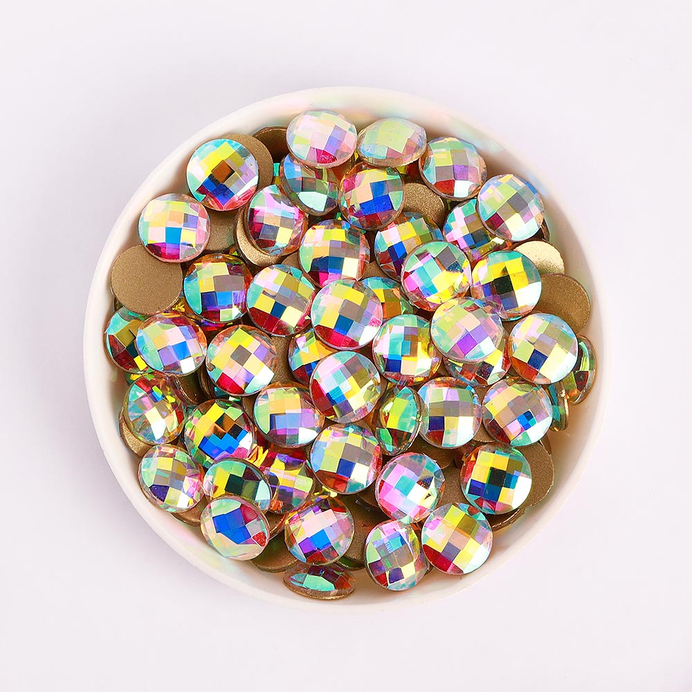 Round Shape Crystal AB Flat Back Fancy Rhinestones WholesaleRhinestone Image principale du produit