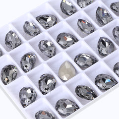 Schwarze Diamantbirnenform hochwertiges glasspitzer Rückenbilde -Fantasie -Strasssteine