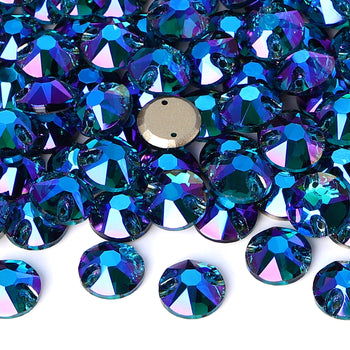 Indicolite Shimmer XIRIUS Round Shape High Quality Glass Sew-on Rhinestones WholesaleRhinestone