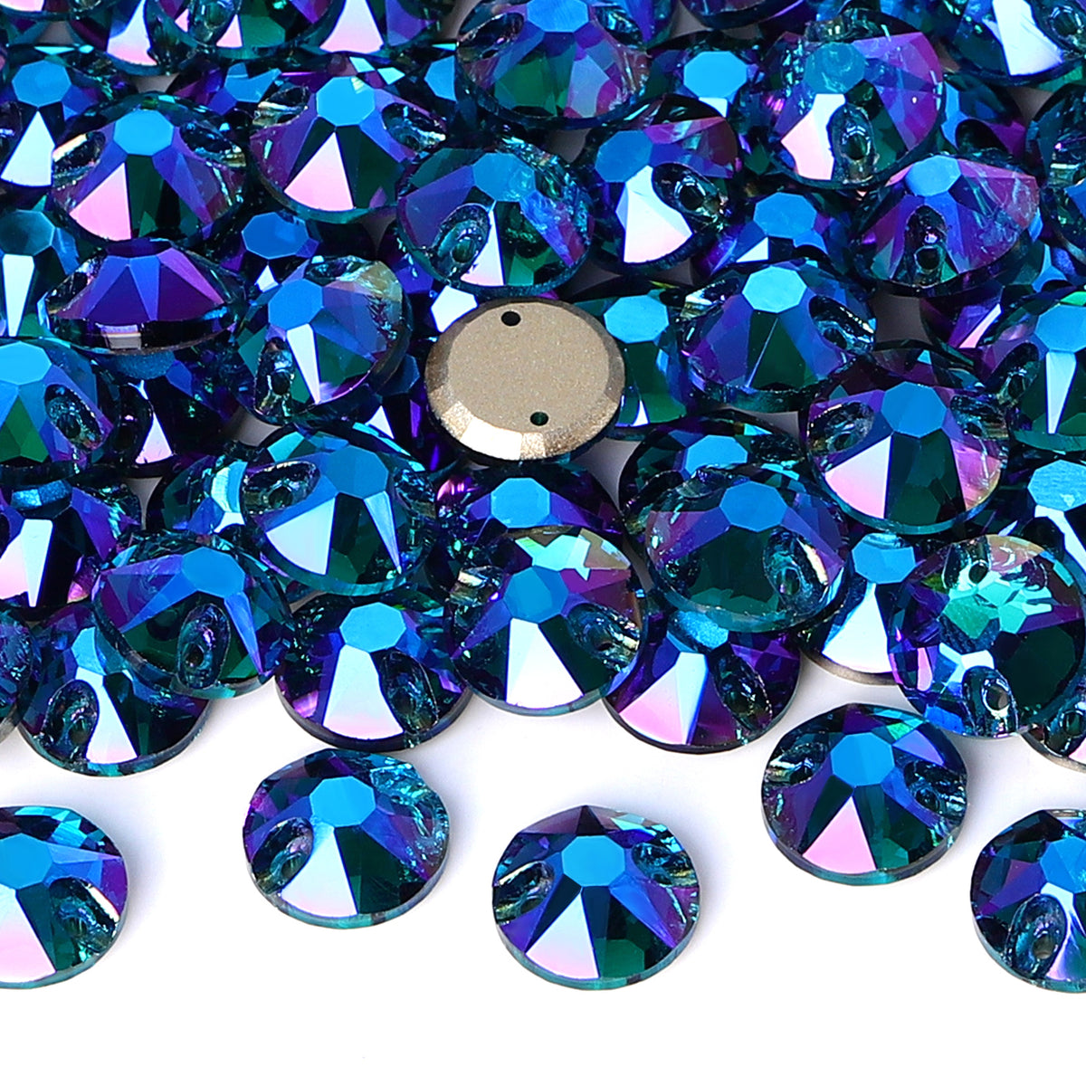 Indicolite Shimmer XIRIUS Round Shape High Quality Glass Sew-on Rhinestones WholesaleRhinestone