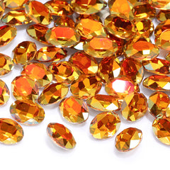 Astral Pink Oval Shape High Quality Glass Pointed Back Fancy Rhinestones