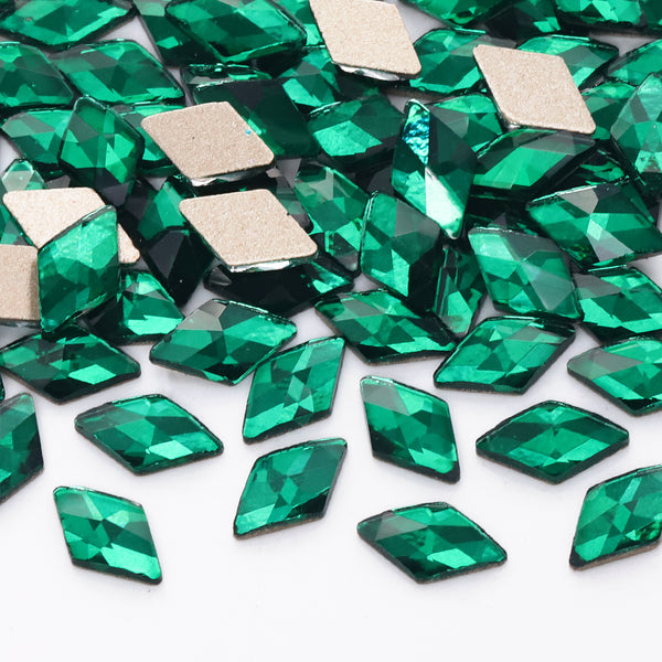 Rhombus Shape Dark Green Flat Back Fancy Rhinestones WholesaleRhinestone