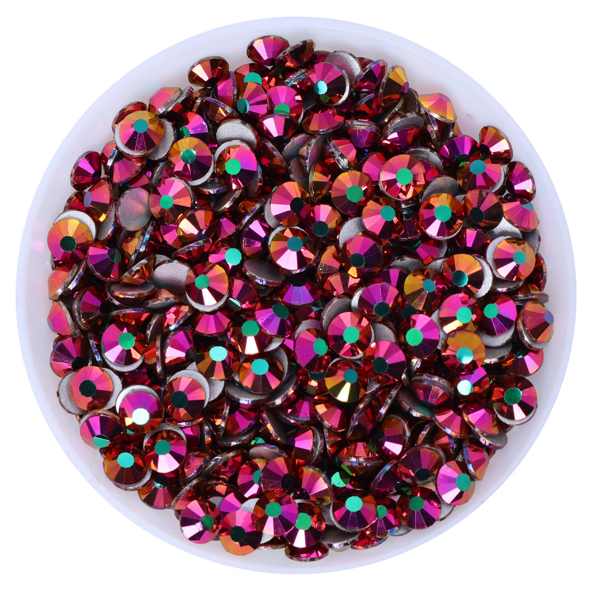 Rainbow Rose Gold Glass FlatBack Rhinestones Silver Back WholesaleRhinestone メイン画像