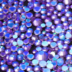 Mixed Sizes Aurora Light Violet Glass Flat Back Rhinestones For Nail Art