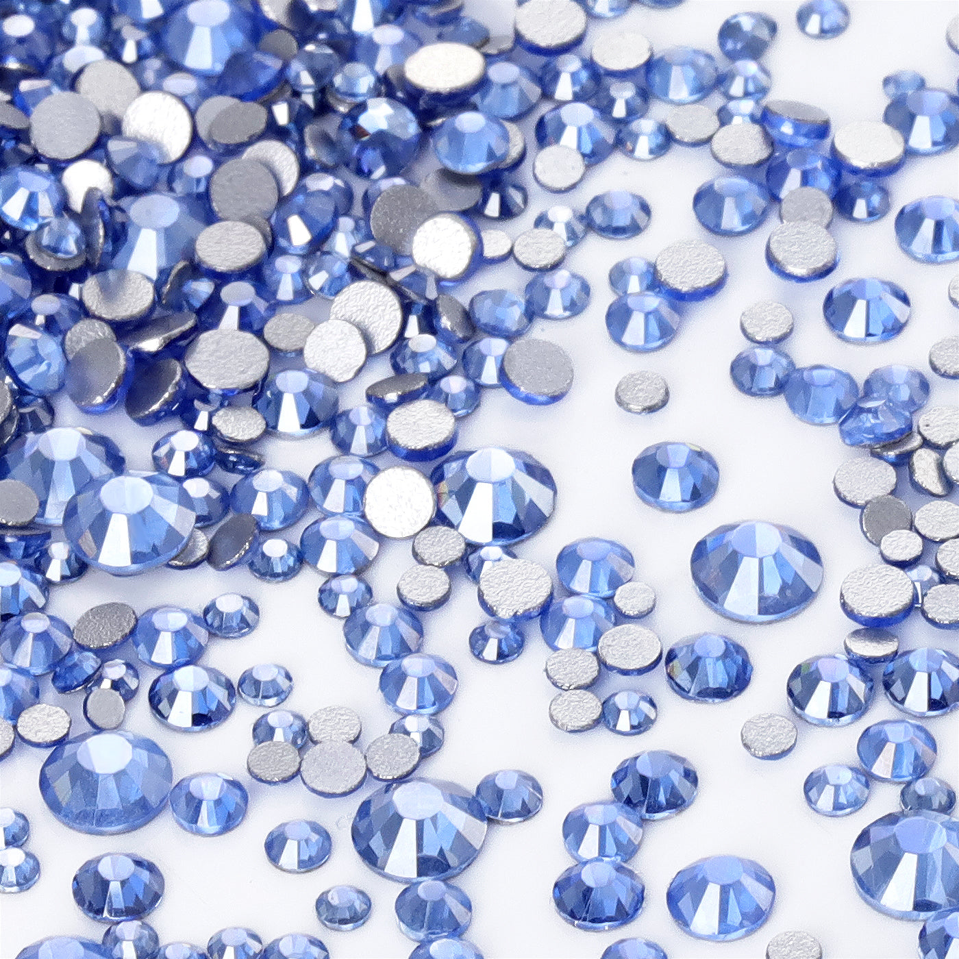 Mixed Sizes Star Light Blue Glass FlatBack Rhinestones For Nail Art Silver Back WholesaleRhinestone メイン画像