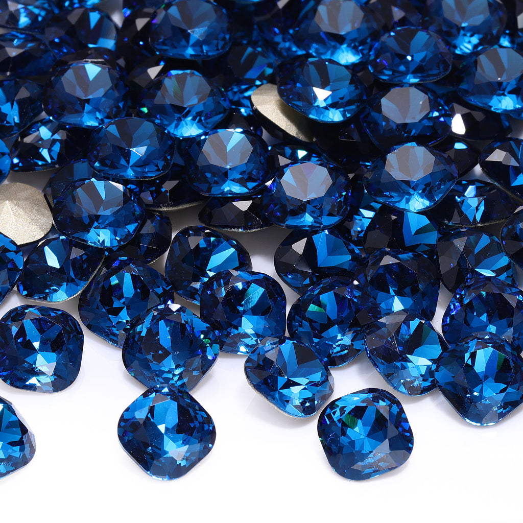 Indicolite Cushion Square Shape High Quality Glass Pointed Back Fancy Rhinestones WholesaleRhinestone
