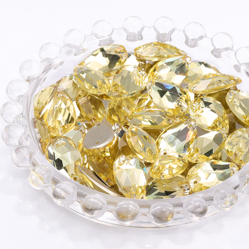 Jonquil Drop Shape High Quality Glass Sew-on Rhinestones WholesaleRhinestone
