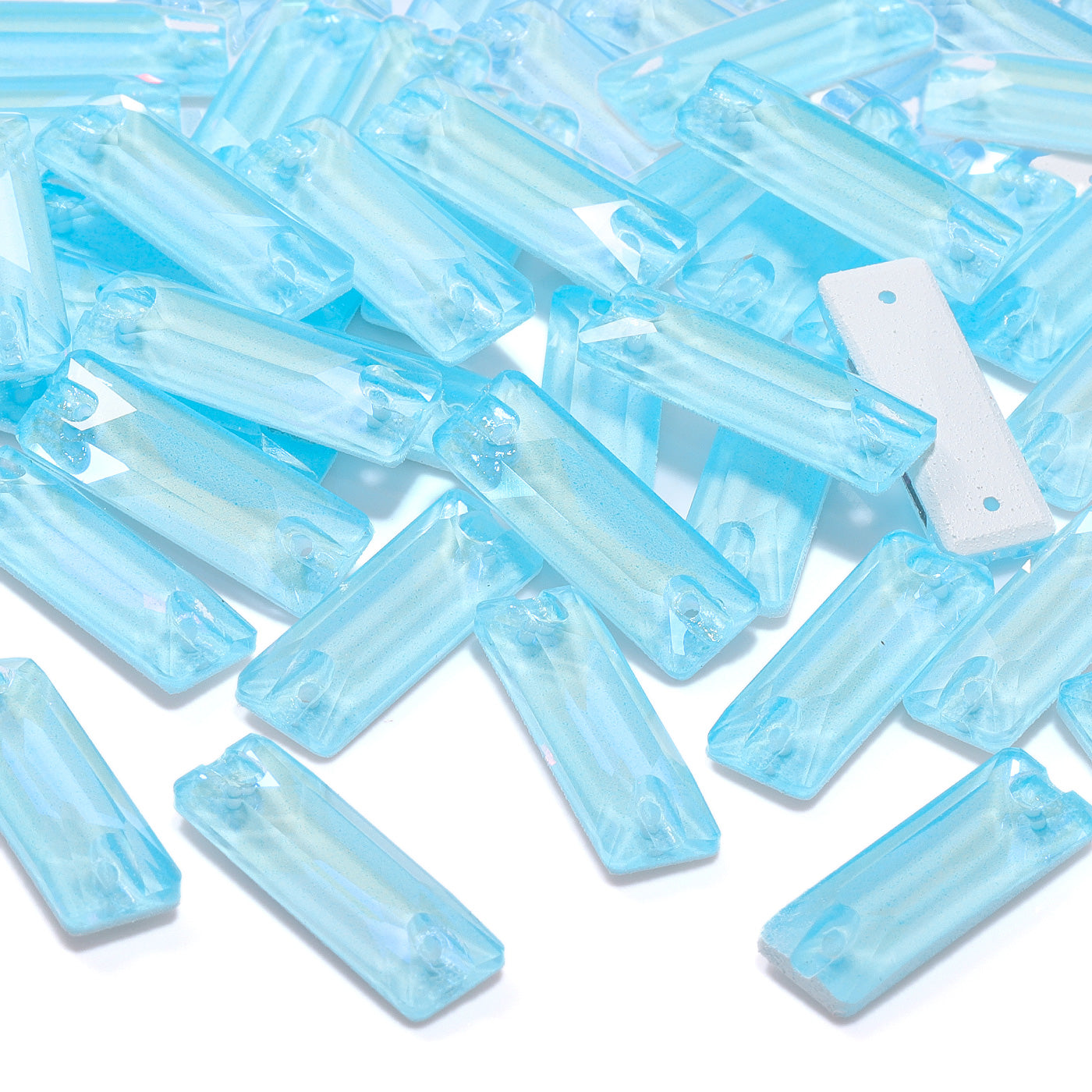 Electric Neon Aquamarine Cosmic Baguette Shape High Quality Glass Sew-on Rhinestones