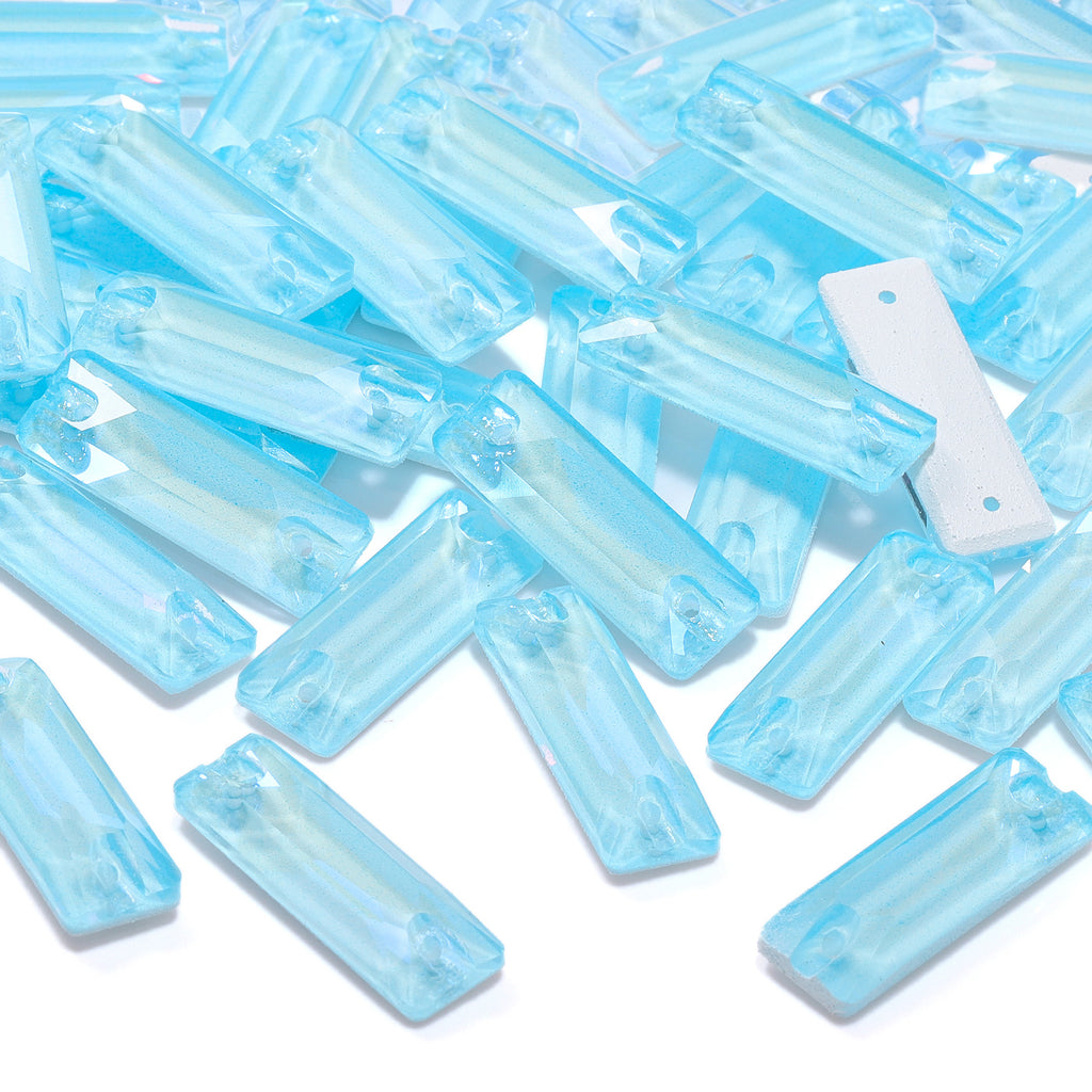 Electric Neon Aquamarine Cosmic Baguette Shape High Quality Glass Sew-on Rhinestones WholesaleRhinestone