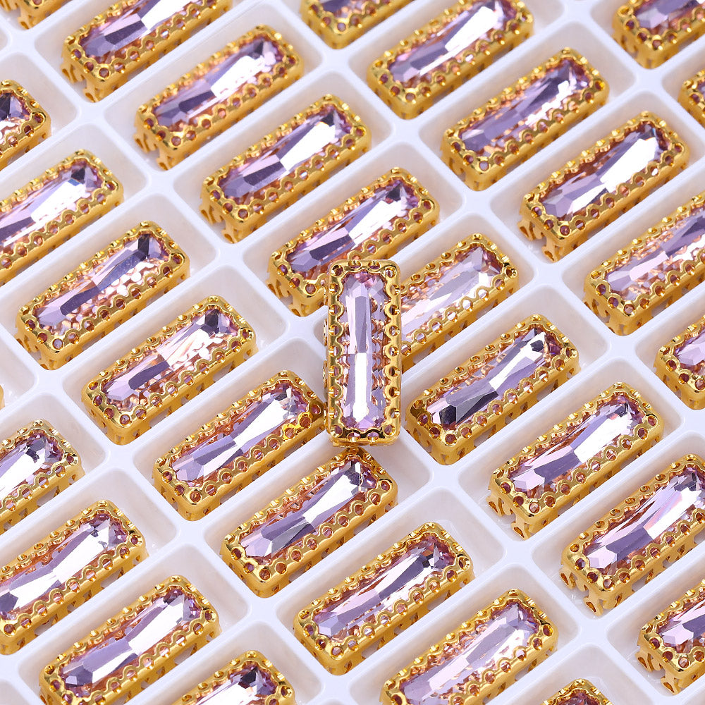 Violet Princess Baguette Shape High-Quality Glass Sew-on Nest Hollow Claw Rhinestones WholesaleRhinestone
