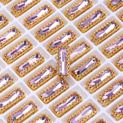 Violet Princess Baguette Shape High-Quality Glass Sew-on Nest Hollow Claw Rhinestones