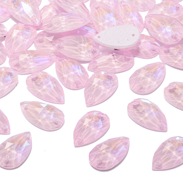 Electric Neon Light Rose Drop Shape High Quality Glass Sew-on Rhinestones WholesaleRhinestone