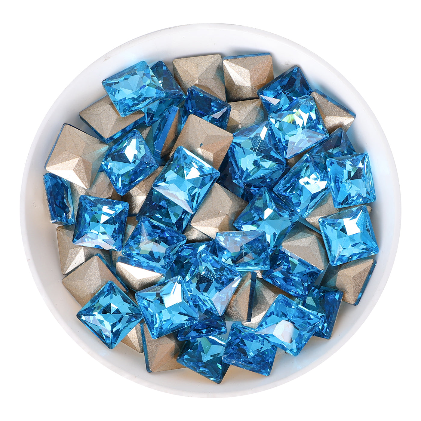 Aquamarine Princess Square Shape Pointed Back Fancy Rhinestones Главное изображение товара