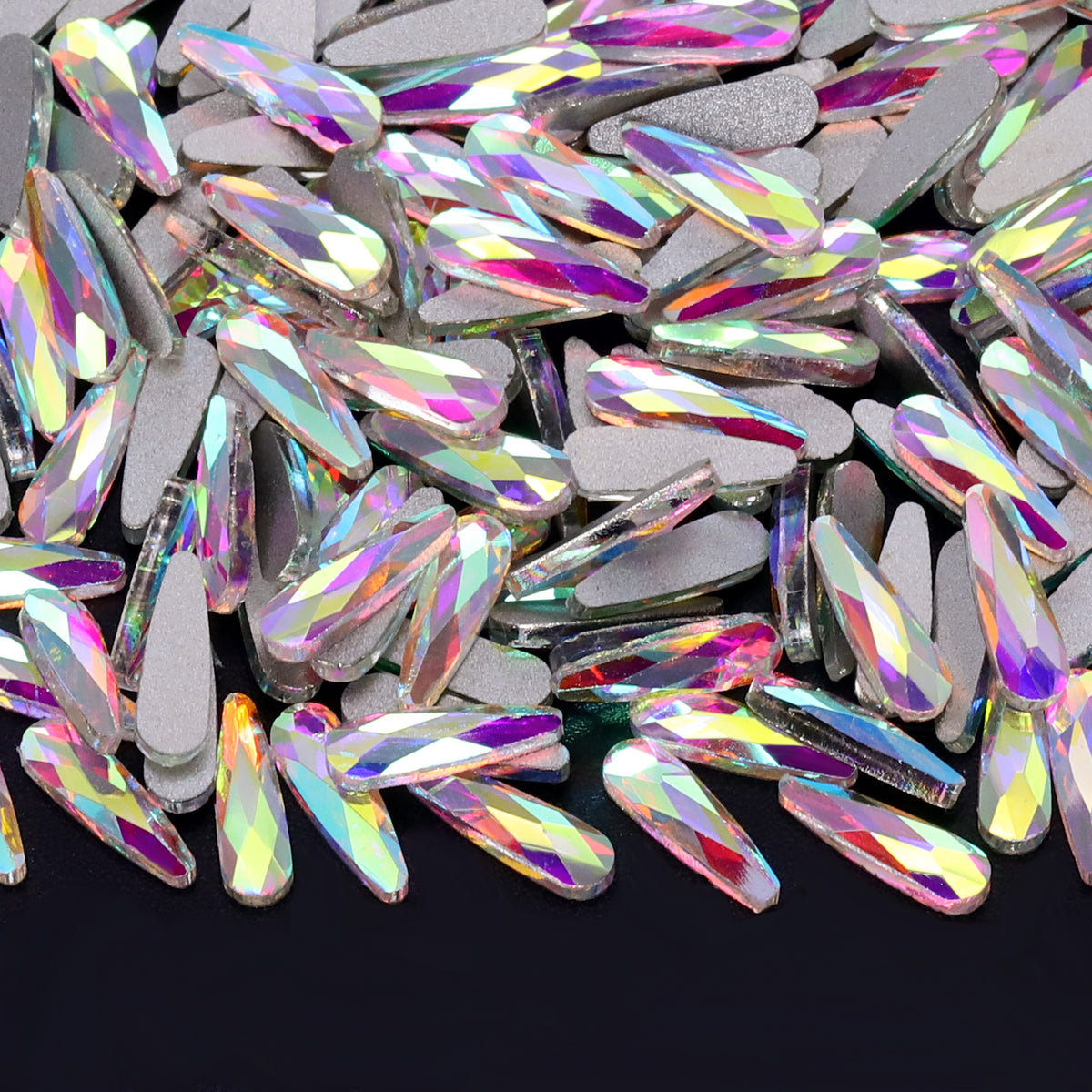 Raindrop Shape Crystal AB Flat Back Fancy Rhinestones