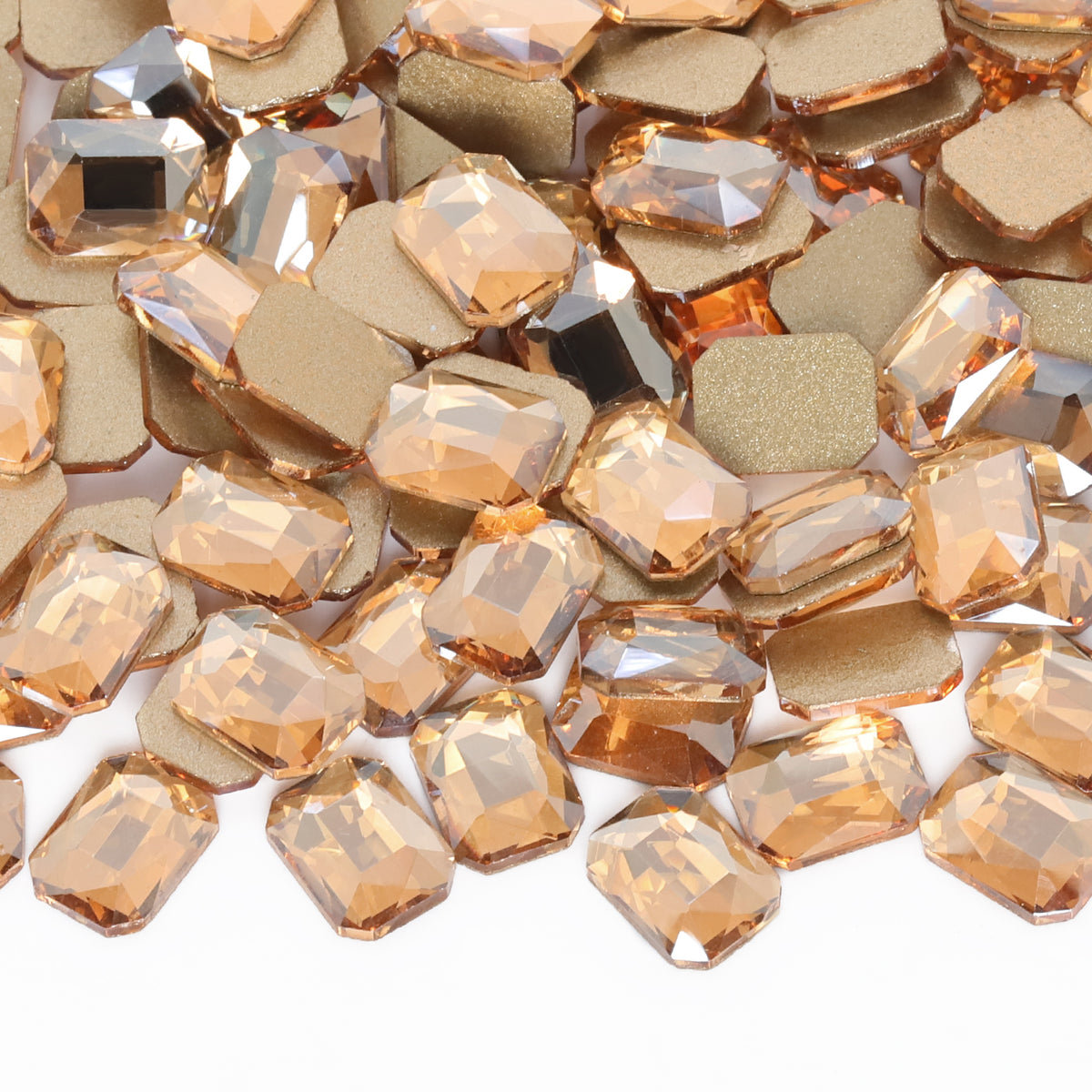 Octagon Shape Golden Shadow Flat Back Fancy Rhinestones