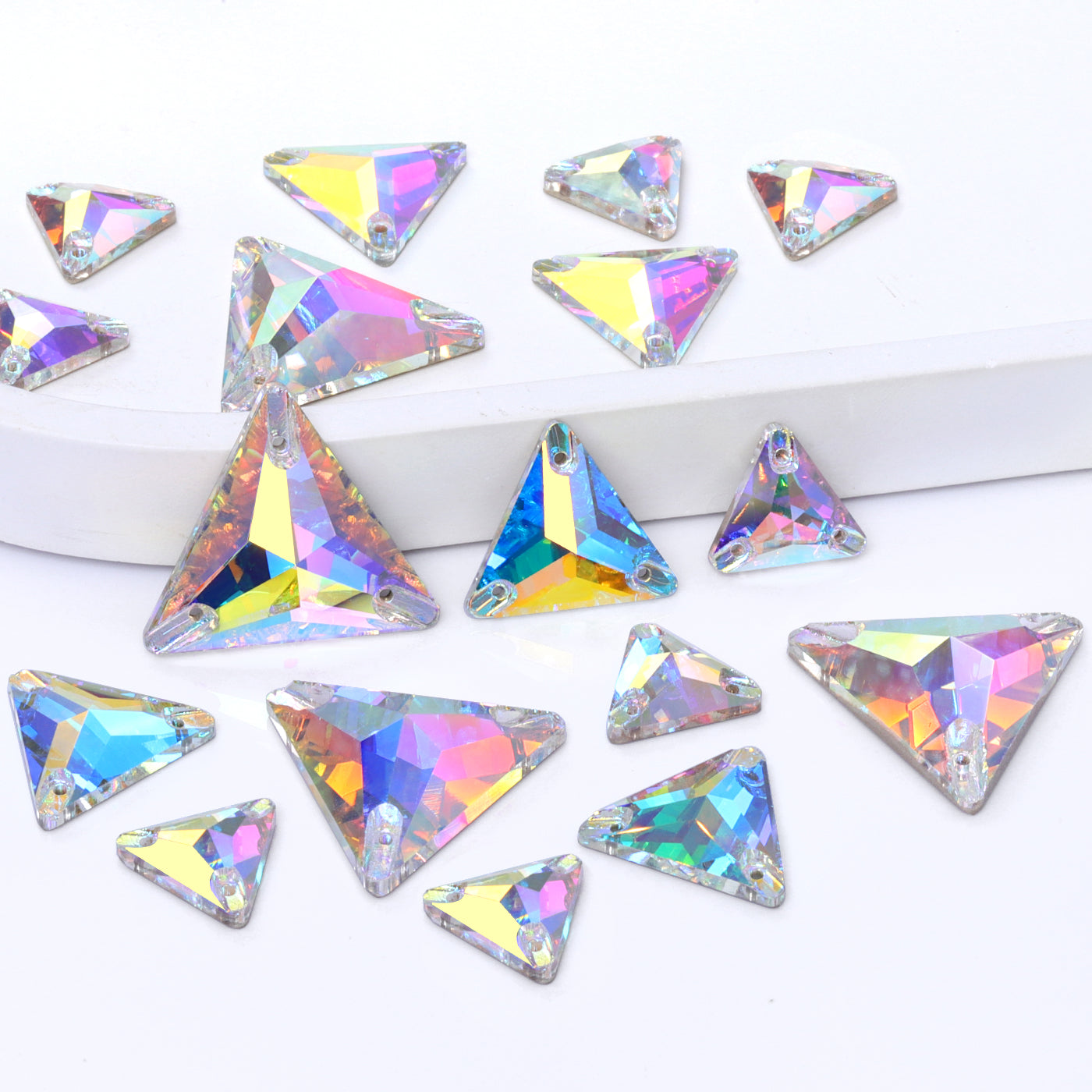 Mixed Sizes Crystal AB Triangle Shape High Quality Glass Sew-on Rhinestones WholesaleRhinestone Main image
