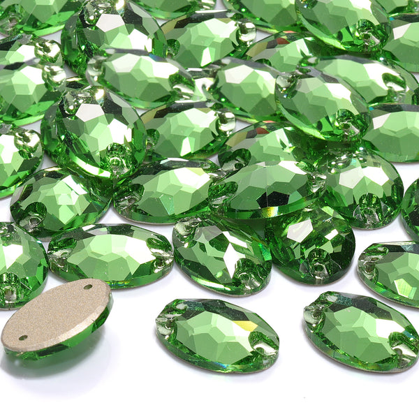 Peridot Oval Shape High Quality Glass Sew-on Rhinestones WholesaleRhinestone