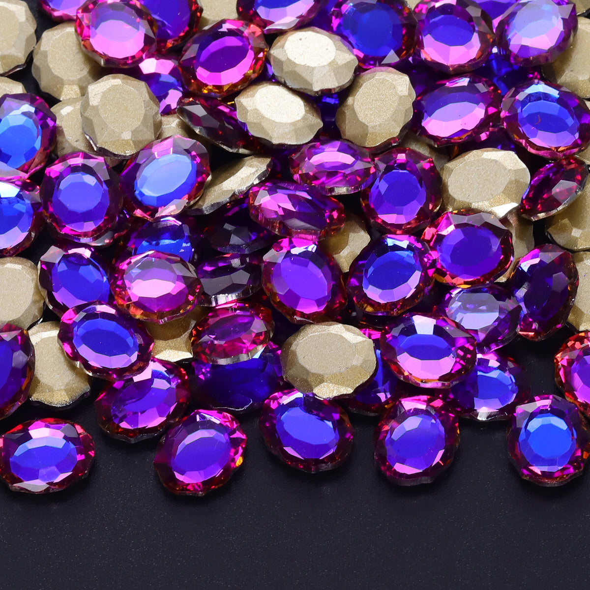 Blue Volcano Magic Mirror Shape Pointed Back Fancy Rhinestones For Nail Art