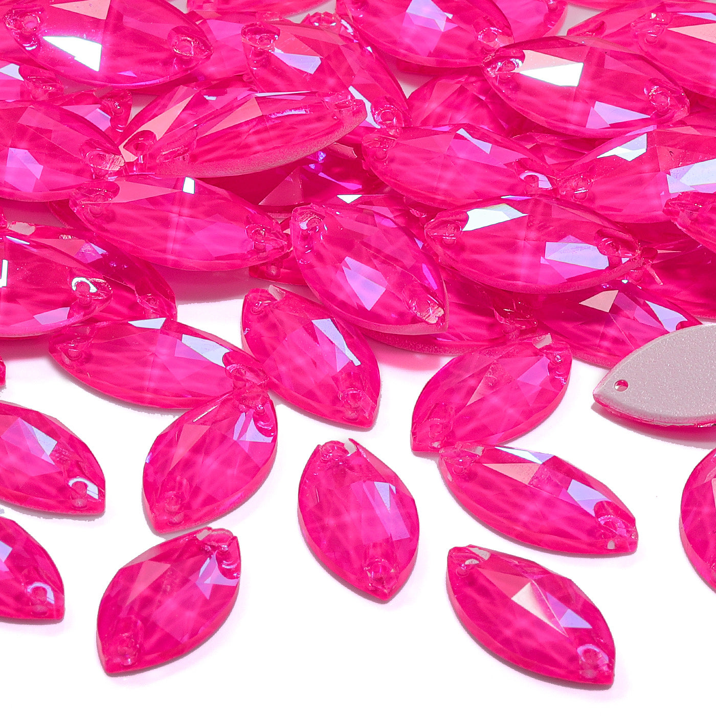 Electric Neon Fuchsia Navette Shape High Quality Glass Sew-on Rhinestones WholesaleRhinestone