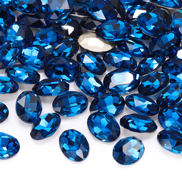 Indicolite Oval Shape High Quality Glass Pointed Back Fancy Rhinestones WholesaleRhinestone