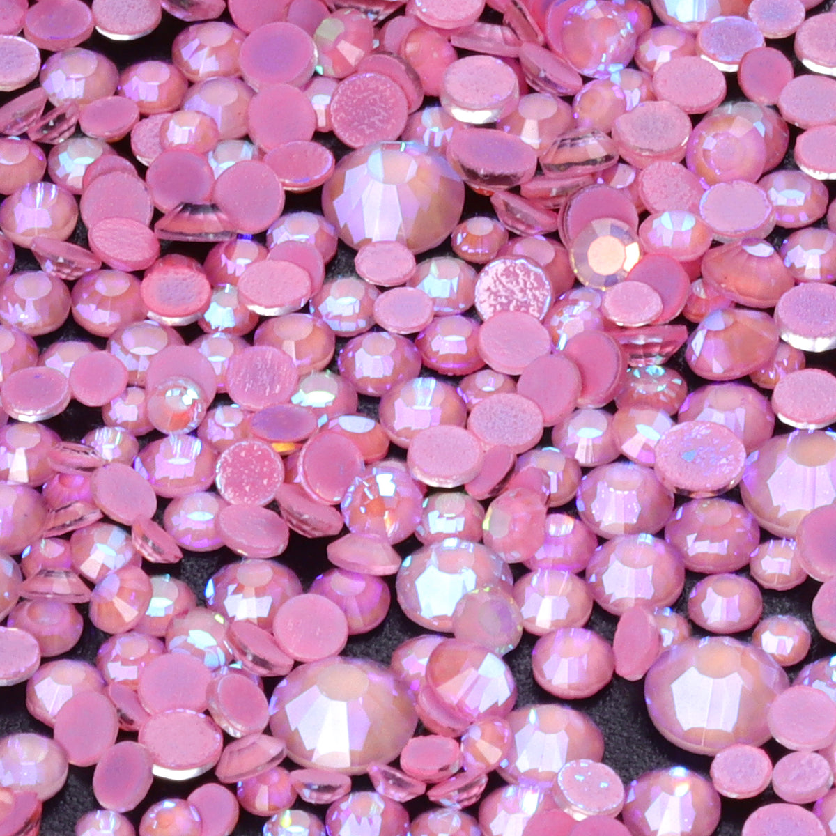 Mixed Sizes Mocha Shimmer Lt Pink Glass Flat Back Rhinestones For Nail Art WholesaleRhinestone Main image