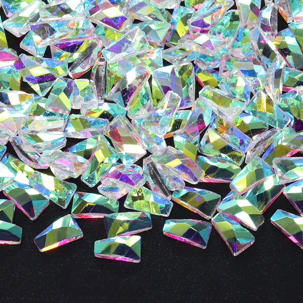 Trapezoid Shape Crystal AB Unfoiled Flat Back Fancy Rhinestones