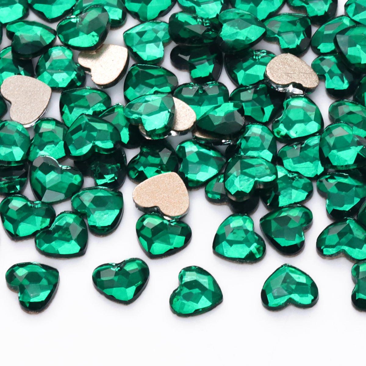 Heart Shape Dark Green Flat Back Fancy Rhinestones WholesaleRhinestone