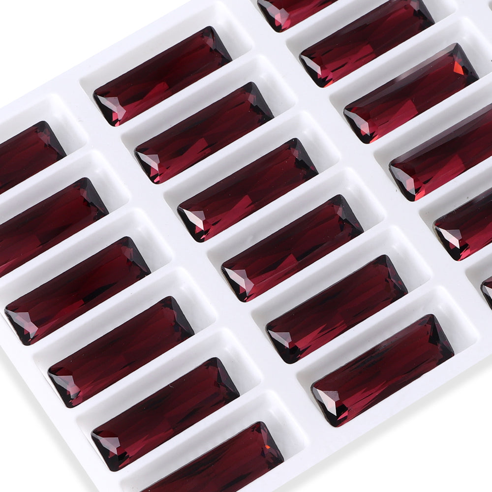 Burgundy Princess Baguette Shape High Quality Glass Pointed Back Fancy Rhinestones WholesaleRhinestone