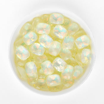 Light Yellow AM Pillow Shape Glass Pointed Back Fancy Rhinestones WholesaleRhinestone