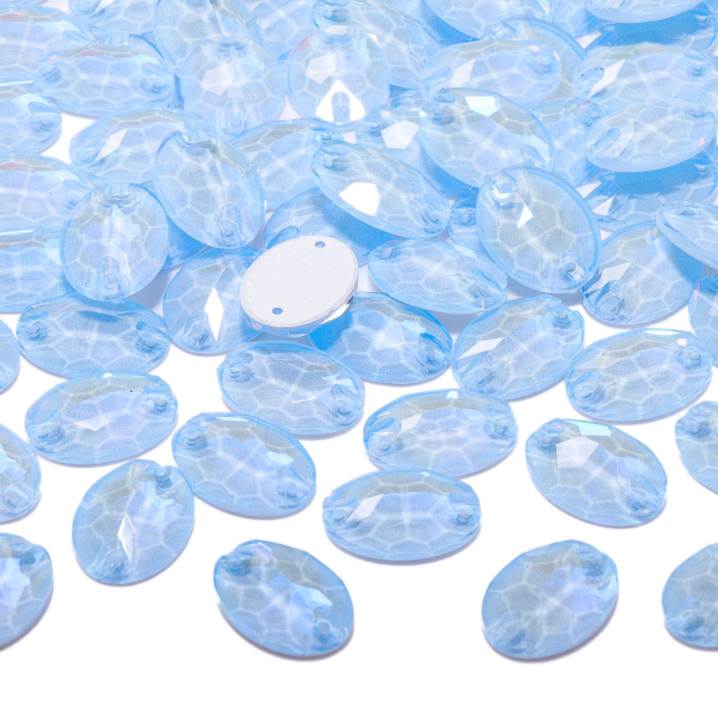 Electric Neon Light Blue Oval Shape High Quality Glass Sew-on Rhinestones WholesaleRhinestone