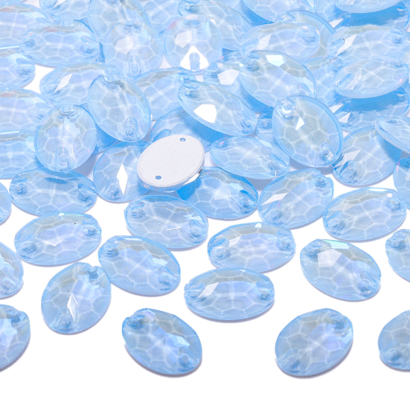 Electric Neon Light Blue Oval Shape High Quality Glass Sew-on Rhinestones WholesaleRhinestone