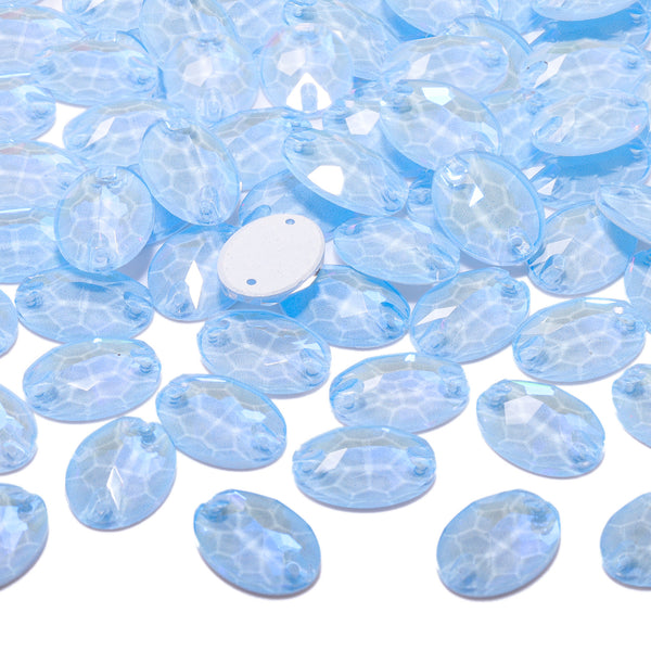 Electric Neon Light Blue Oval Shape High Quality Glass Sew-on Rhinestones WholesaleRhinestone