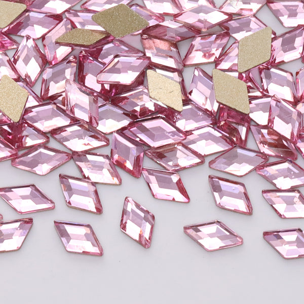 Rhombus Shape Light Pink Flat Back Fancy Rhinestones WholesaleRhinestone