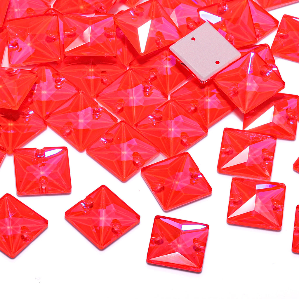 Electric Neon Hyacinth Square Shape High Quality Glass Sew-on Rhinestones WholesaleRhinestone