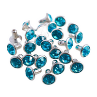 100 Sets Aquamarine Glass Rhinestone Rivets for Leather Craft DIY Making