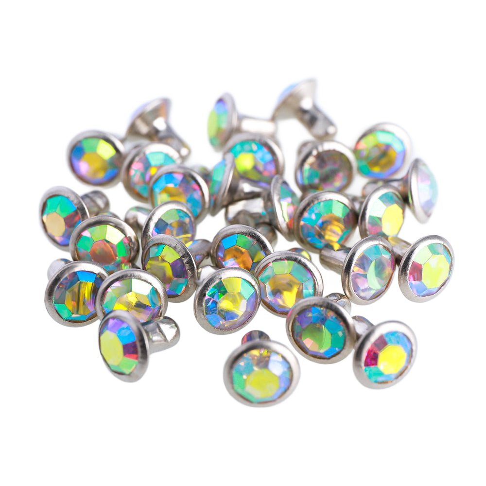 100 Sets Crystal AB Glass Rhinestone Rivets for Leather Craft DIY Making WholesaleRhinestone Hauptbild